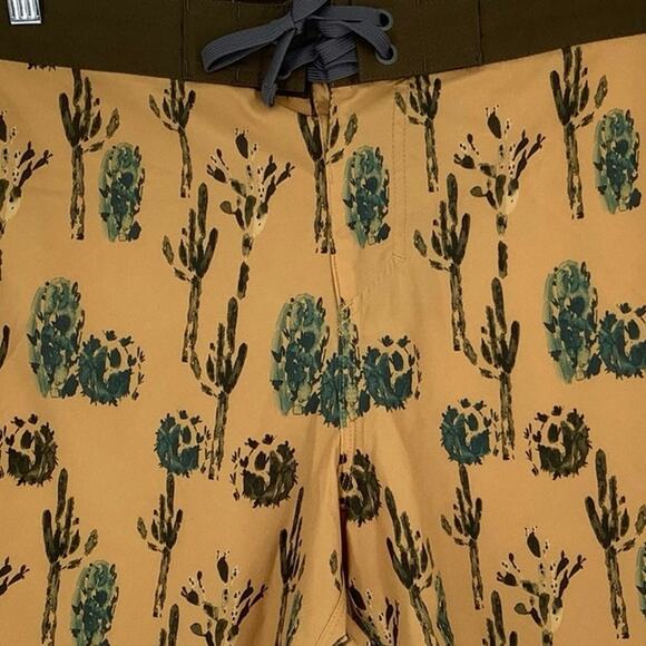 prAna Size 30 Yellow 6” Vintage Swim Boardshorts Morro Cactus Swim Trunks Q3-14 - Picture 6 of 10